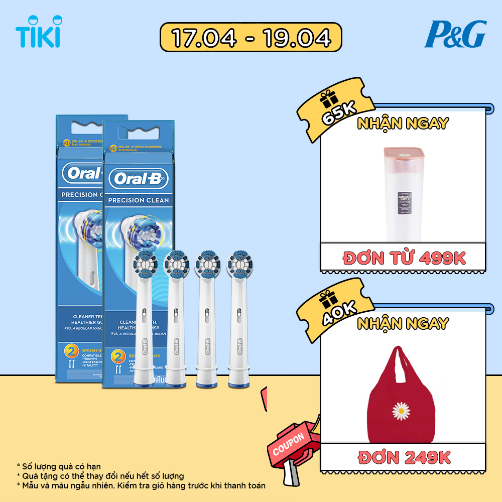 Combo Đầu Bàn Chải Điện ORAL-B Vitality Precision Clean Làm Sạch 100% Mảng Bám Từng Kẽ Răng Hộp 2 Cái x2