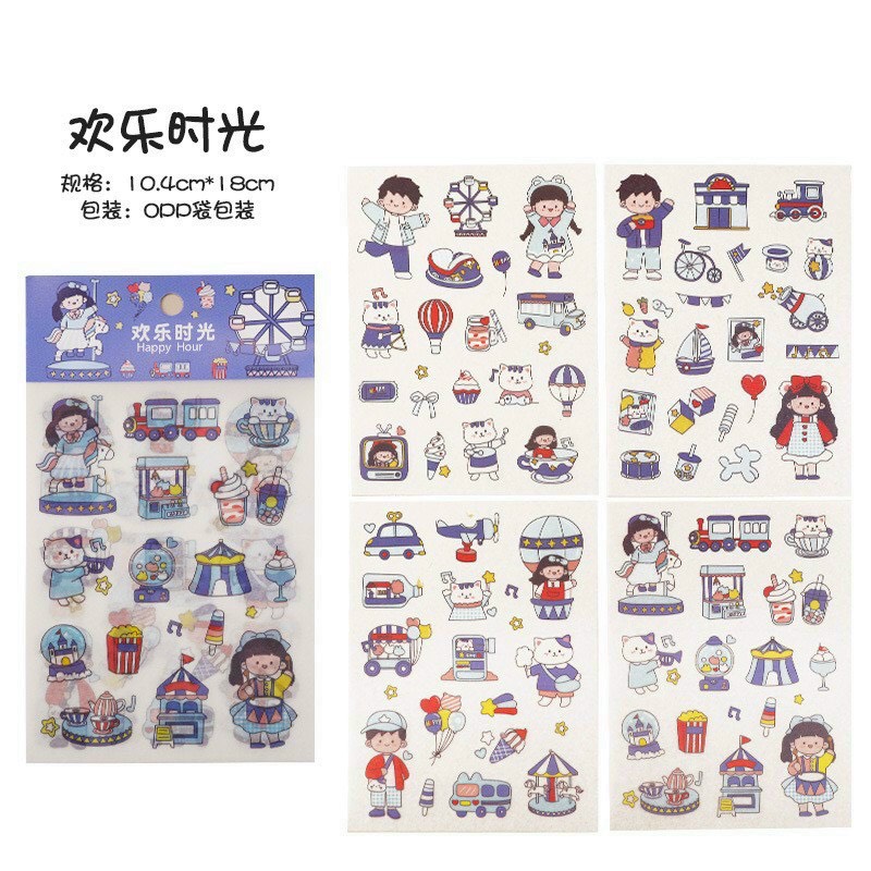 Set 4 Tấm Sticker Xinh Dễ Thương Hình Dán Cute Stickers Trang Trí Sổ Tay Dán Mũ Bảo Hiểm điện thoại siêu đẹp