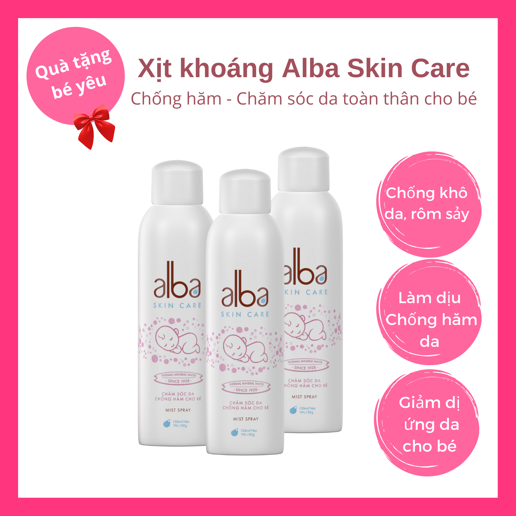 Xịt khoáng Alba Skin Care - Chăm sóc da chống hăm cho bé