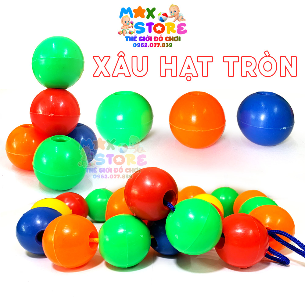 Đồ Chơi Xâu Hạt Nhựa Tròn To Đẹp Dành Cho Trẻ Mầm Non - Đồ Chơi Thông Tư 02