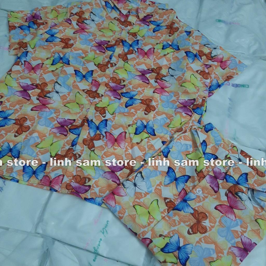 Áo SƠ MI NỮ SAM CLO form rộng in 3D cổ bẻ tay ngắn - lỡ dáng ulzzang freesize unisex mặc cặp, nhóm in hình ĐÀN BƯỚM COLORFUL