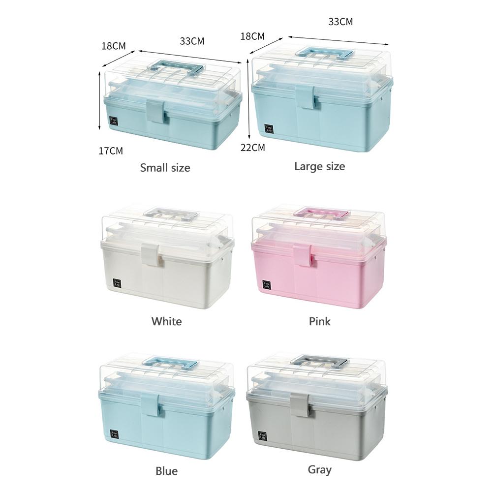 Hộp đựng thuốc di động làm bằng chất liệu PP Lastics, ngăn chứa lớn,thiết kế 3 lớp có khóa cài, tay xách di động, góc mở 180