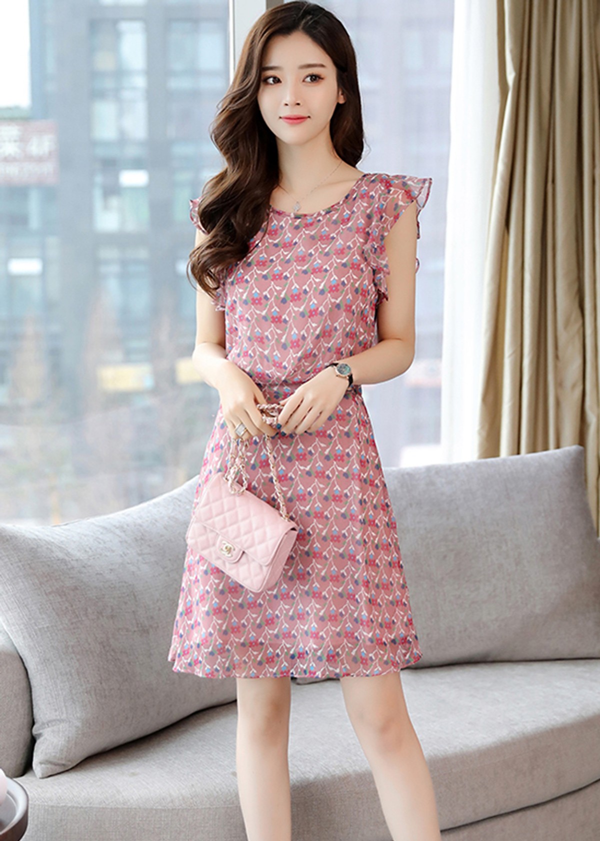 Đầm xòe họa tiết hoa trẻ trung năng động NT8095N