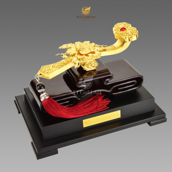 Gậy Như Ý dát vàng MT Gold Art- Hàng chính hãng, trang trí nhà cửa, phòng làm việc, quà tặng sếp, đối tác, khách hàng, tân gia, khai trương