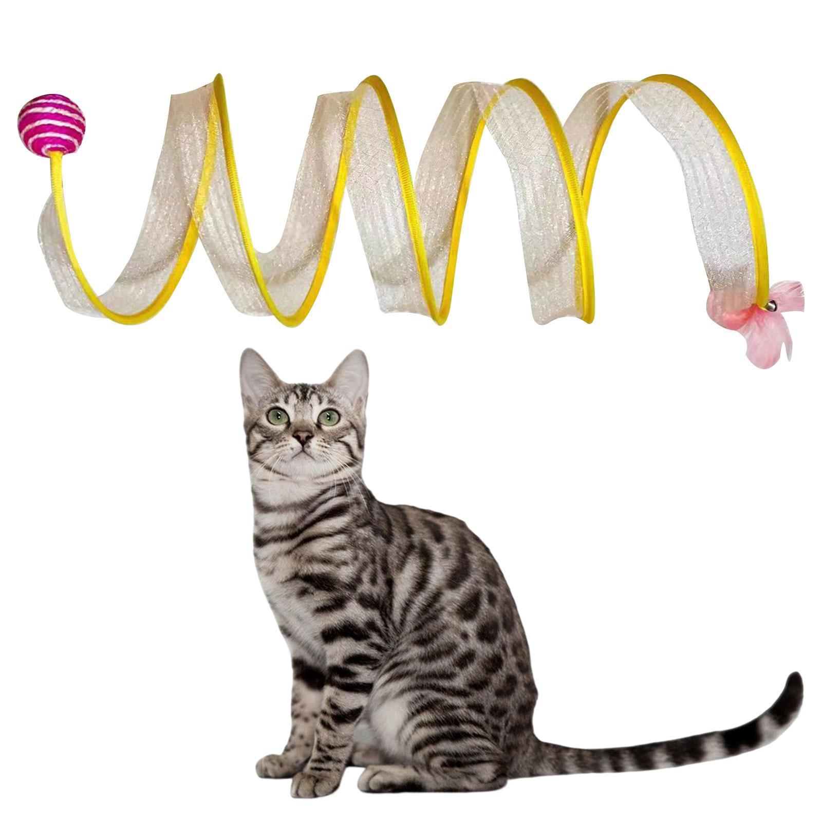 Cat Tunnel Toy Collapsible with Bell Feather Cat Toys for Small Animals Play