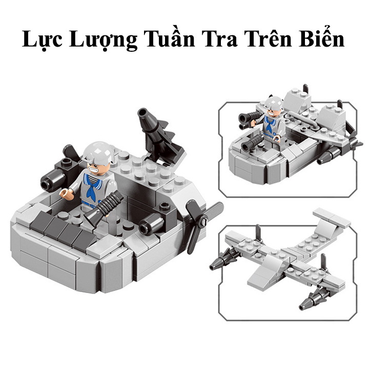 Đồ Chơi Lego Xếp Hình Chiến Hạm Lục Quân Thủy Chiến - Bộ Lính CJ3652 gồm 600 Chi Tiết - Phát Triển Trí Thông Minh 8 Tuổi