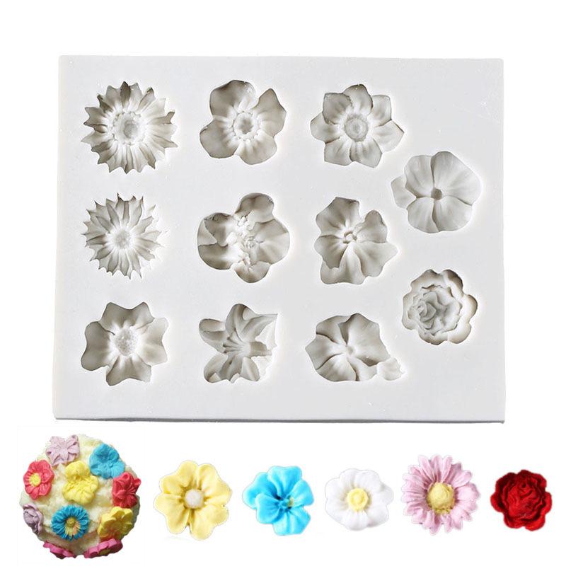 Khuôn Silicone ANAEAT Làm Bánh Sô Cô La Trang Trí DIY Tạo Hình Hoa Hồng/Hoa Hướng Dương