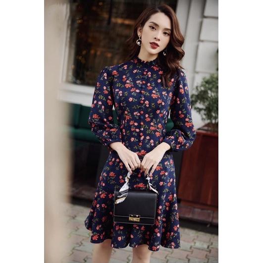 Đầm hoa nhí nhung tăm hàng thiết kế