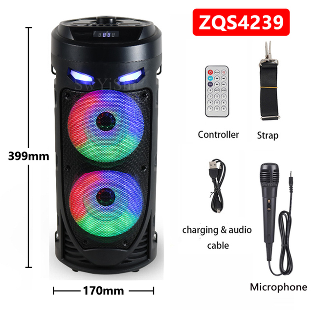 Loa siêu trầm đôi 12 inch Loa Bluetooth ngoài trời siêu lớn 125W Cột không dây di động Âm thanh trầm có micrô FM Màu sắc: 4 inch 30W