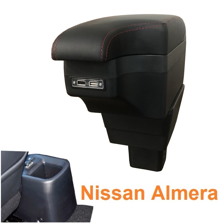 Hộp tỳ tay ô tô Nissan Almera tích hợp 6 cổng USB SUSB-NA
