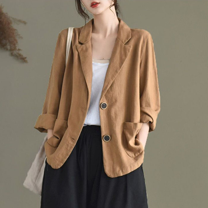 Áo khoác blazer Linen trẻ trung 2 túi dán ArcticHunter, thời trang thương hiệu chính hãng