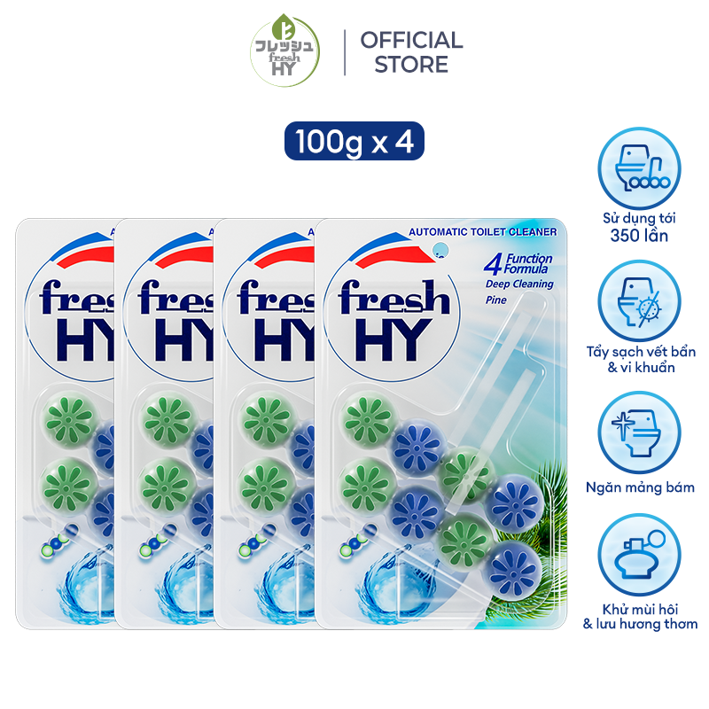 Combo 4 Viên Tẩy Bồn Cầu Fresh HY 350 Lần Xả, Làm Sạch Khuẩn & Ngăn Ngừa Mảng Bám, Khử Mùi Và Lưu Hương Thơm Mát