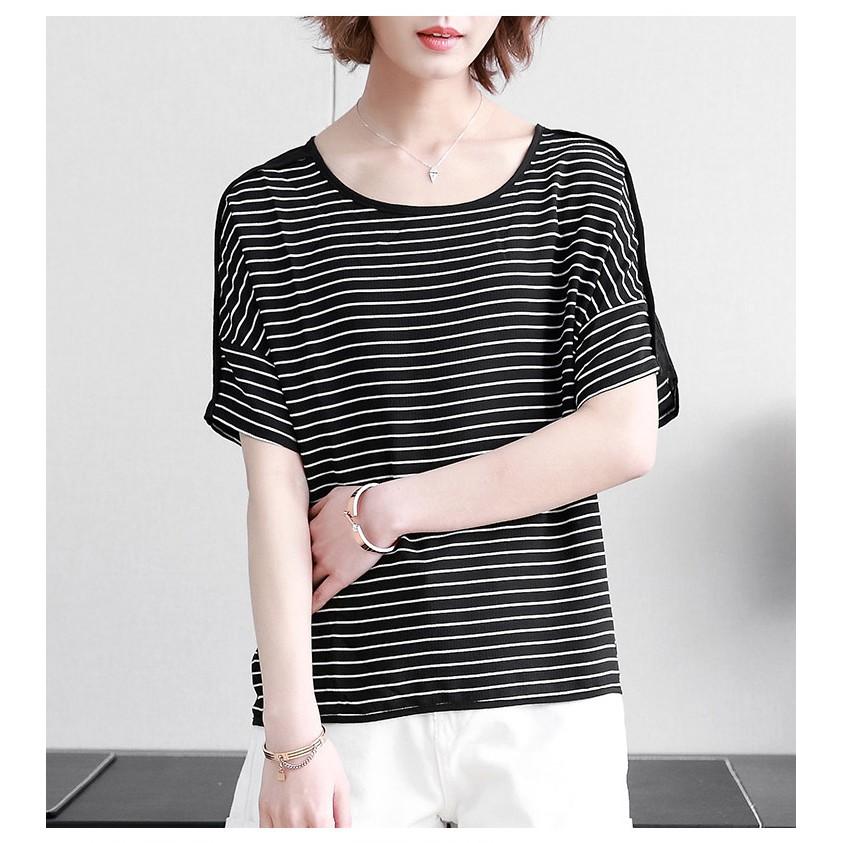 TK89-ÁO SỌC PHỐI VOAN TAY NGẮN S-6XL