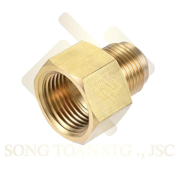 Bộ thân ren trong côn lồi hàn ống cho điện lạnh khí nén (Brass Flare female Connector) - Rắc co thẳng NPT