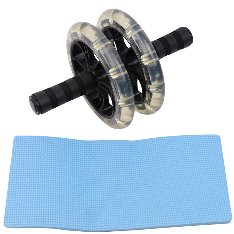 Combo 2 dụng cụ tập Gym : 1 Con lăn 2 bánh tập bụng săn chắc cơ + 1 Bộ 5 dây ngũ sắc kháng lực đàn hồi tập cơ vai tay