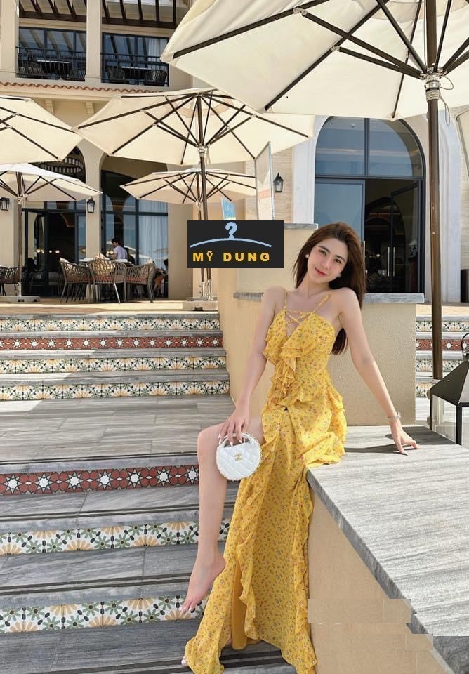ĐẦM MAXI 2S ĐAN DÂY ,HOA HỒNG NHÍ NỀN VÀNG CAM- XẺ VIỀN BÈO, EM NÀY MÀ DIỆN ĐI THÌ HÁCH DÁNG HẾT NƯỚC CHẤM.. LÊN ẢNH CHỈ CÓ XUẤT SẮC- HÀNG THIẾT KẾ LOẠI 1, FORM CHUẨN