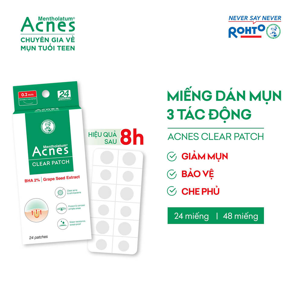 Hình ảnh Miếng dán mụn giúp giảm mụn sưng viêm Acnes Clear Patch (24 Miếng)