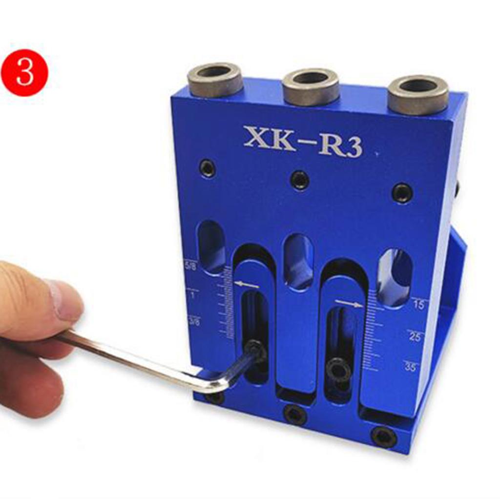 Pocket Hole Locator Jig Set Aluminum Woodworking Oblique Jig Puncher Blue