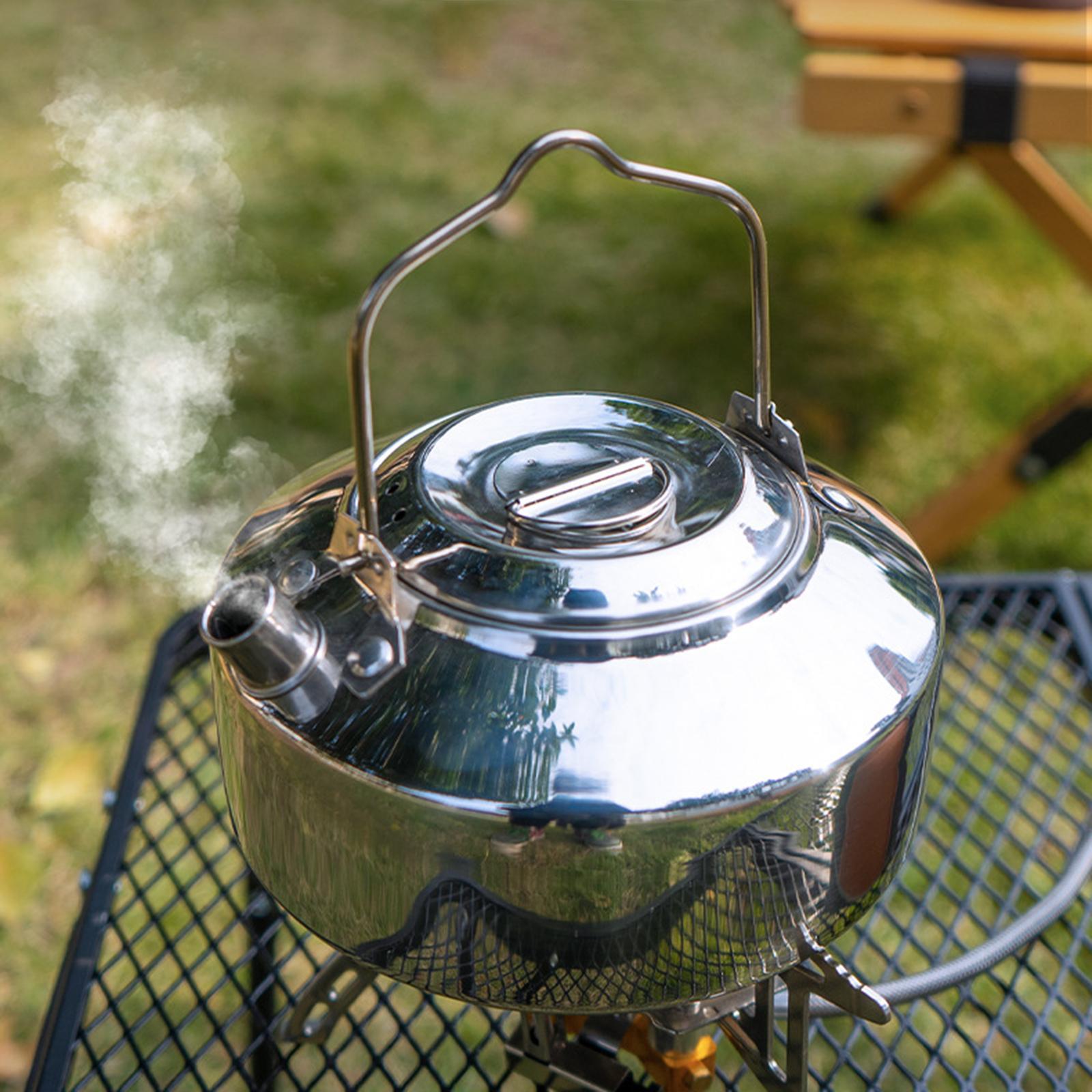 Water Boiler Teapot Anti Scald and Lockable Handle Cook Pot Portable Stoves Pot Camping Water Kettle for Backpacking Mountaineering Campfire