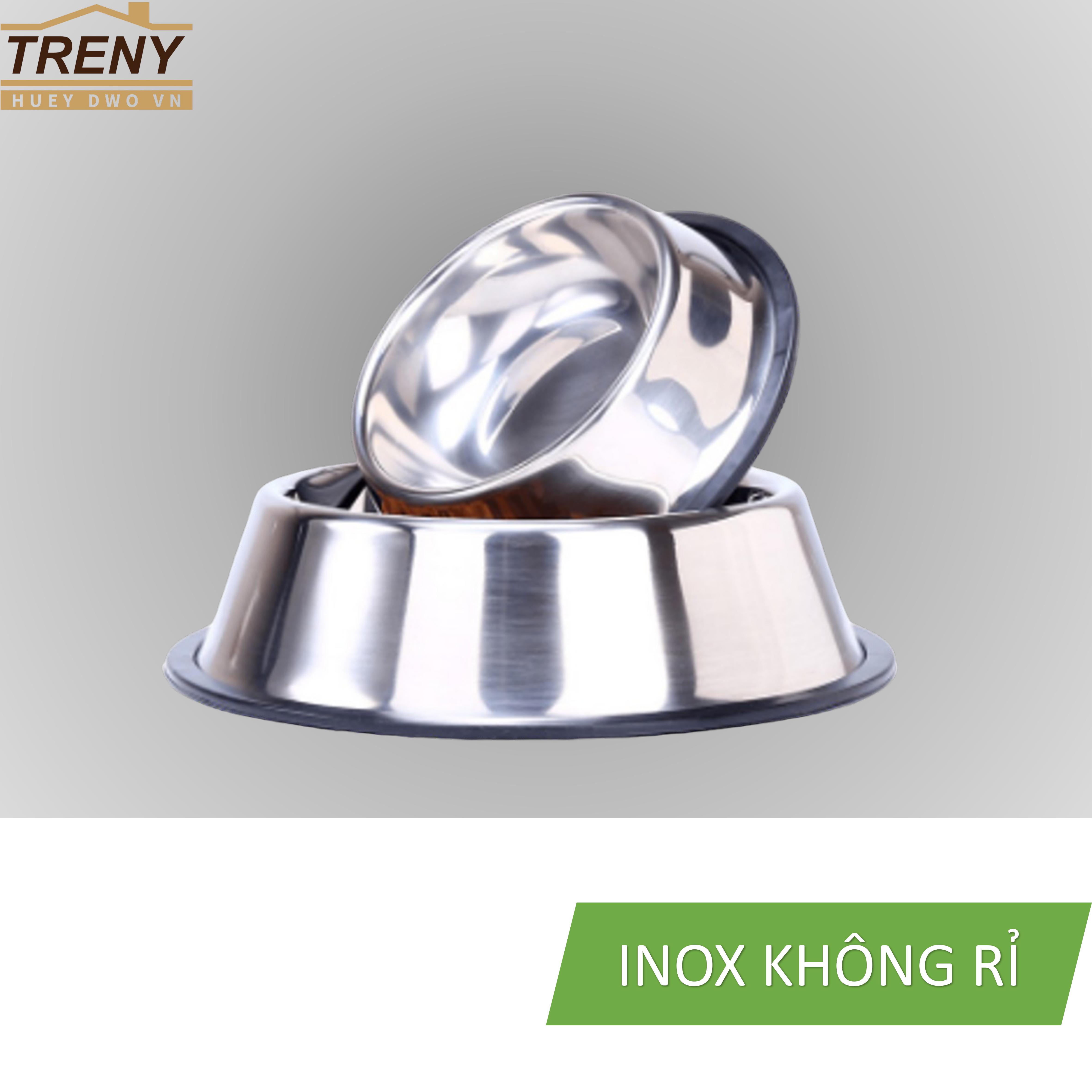 Bát inox đựng thức ăn cho chó - Bát inox không gỉ an toàn sử dụng - Có đế chống trượt - Kích cỡ lớn 34cm