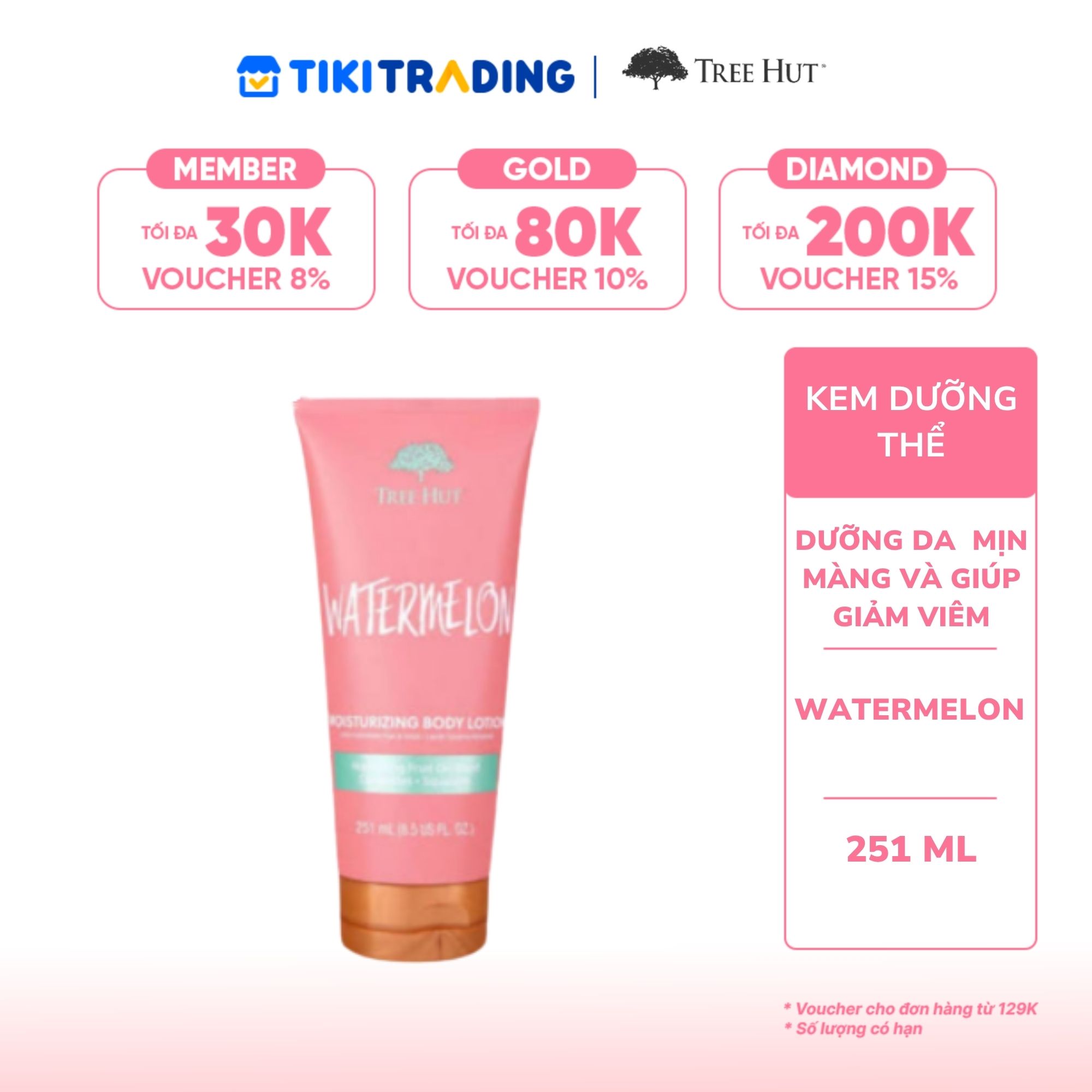 Kem dưỡng thể Tree Hut Watermelon Moisturizing Body Lotion 251 ml