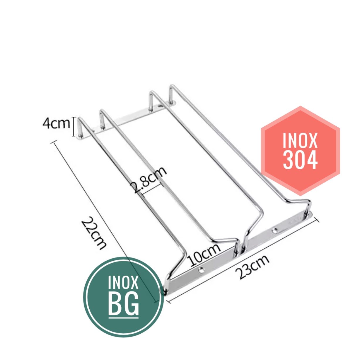 Treo ly 2/34/5/6/7/8 hàng sâu 22,5cm Inox 304 chịu nước