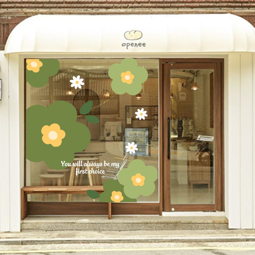 Hình dán flower aesthetic aesthetic trang trí gương cửa hàng cute 5