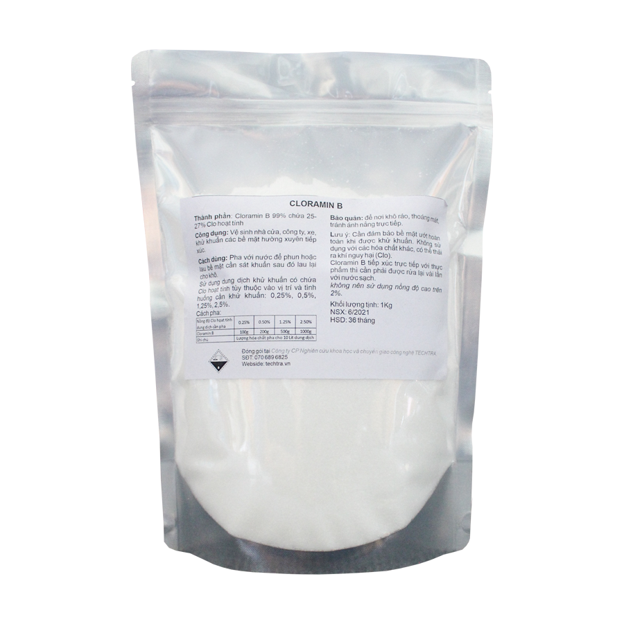 Bột khử trùng, sát khuẩn Cloramin B 25% túi 1KG - Khử khuẩn nhà cửa, văn phòng, đồ dùng gia đình, xử lý nước