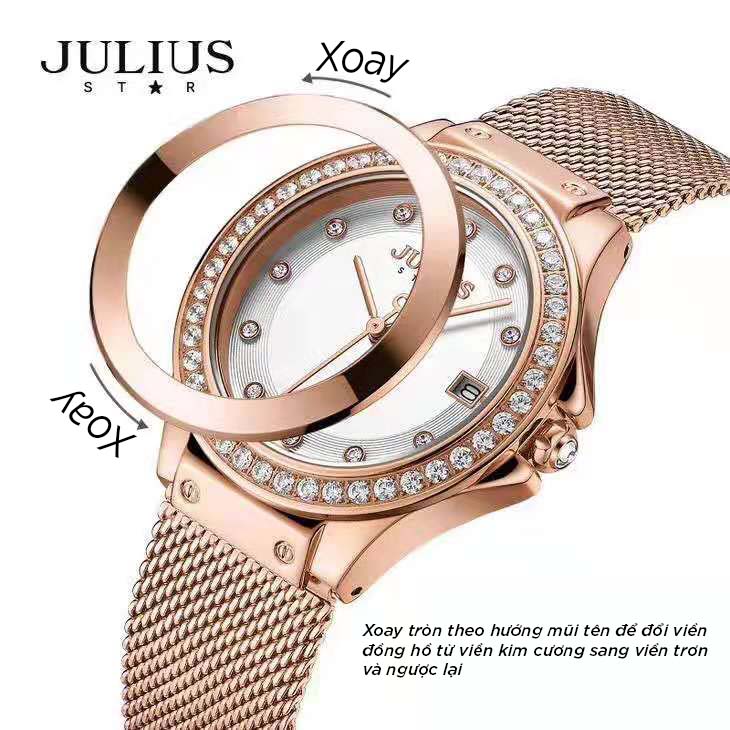 Đồng Hồ Julius Star JS-040 Sapphire Tặng Kèm Viền Mặt Đồng Hồ (Đồng)