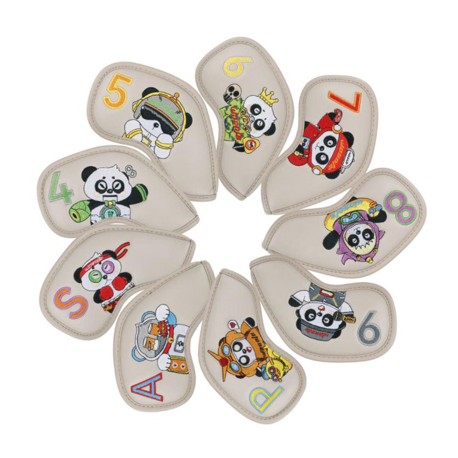 9x Golf Iron Headcovers Club Head Cover Protection Guard Men Gift PU Waterproof Embroidery Number Outdoor Sports Protective Headcover Sleeve