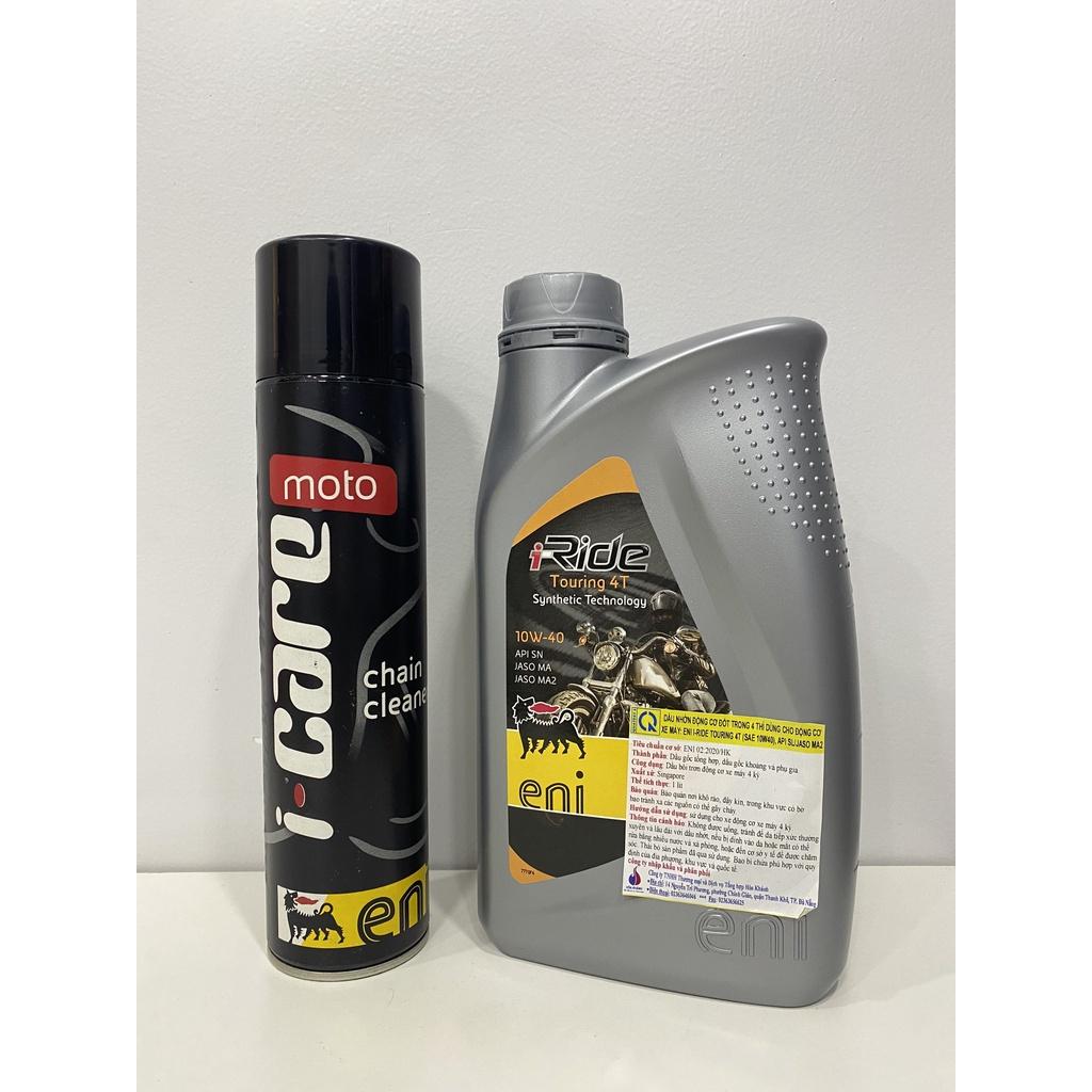 Combo cho xe côn tay - eni touring 10W40 1L + xịt sên nhập khẩu Ý 400ml