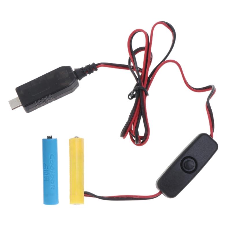 USB C sang 3V 2 Pin AAA Eliminator Thay Thế 2 Pin AAA cho Bàn Chải Đánh Răng Đèn AAA Giả Pin Adapter có Công Tắc