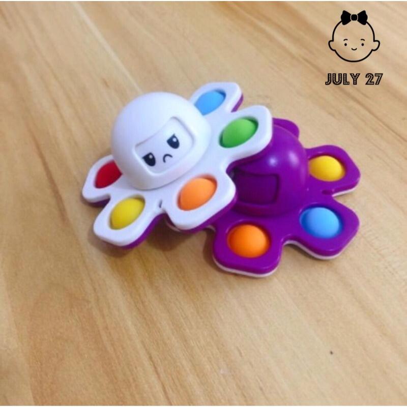 Spinner Popit, Bạch Tuộc Cảm Xúc, Làm từ nhựa ABS an toàn, giúp bé thư giãn, kích thước 4 x 9cm