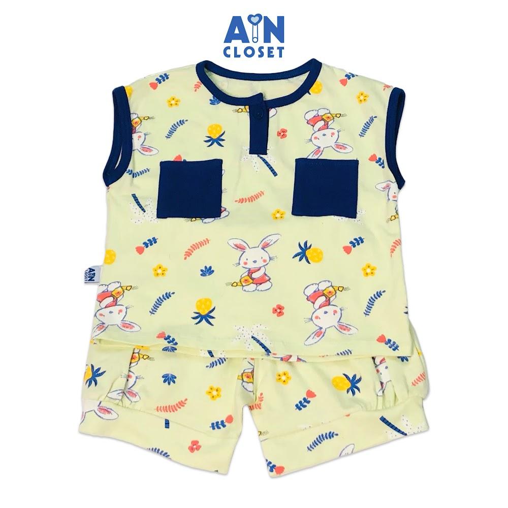 Bộ quần áo ngắn unisex họa tiết Thỏ xanh cốm thun cotton - AICDBTMOI997 - AIN Closet