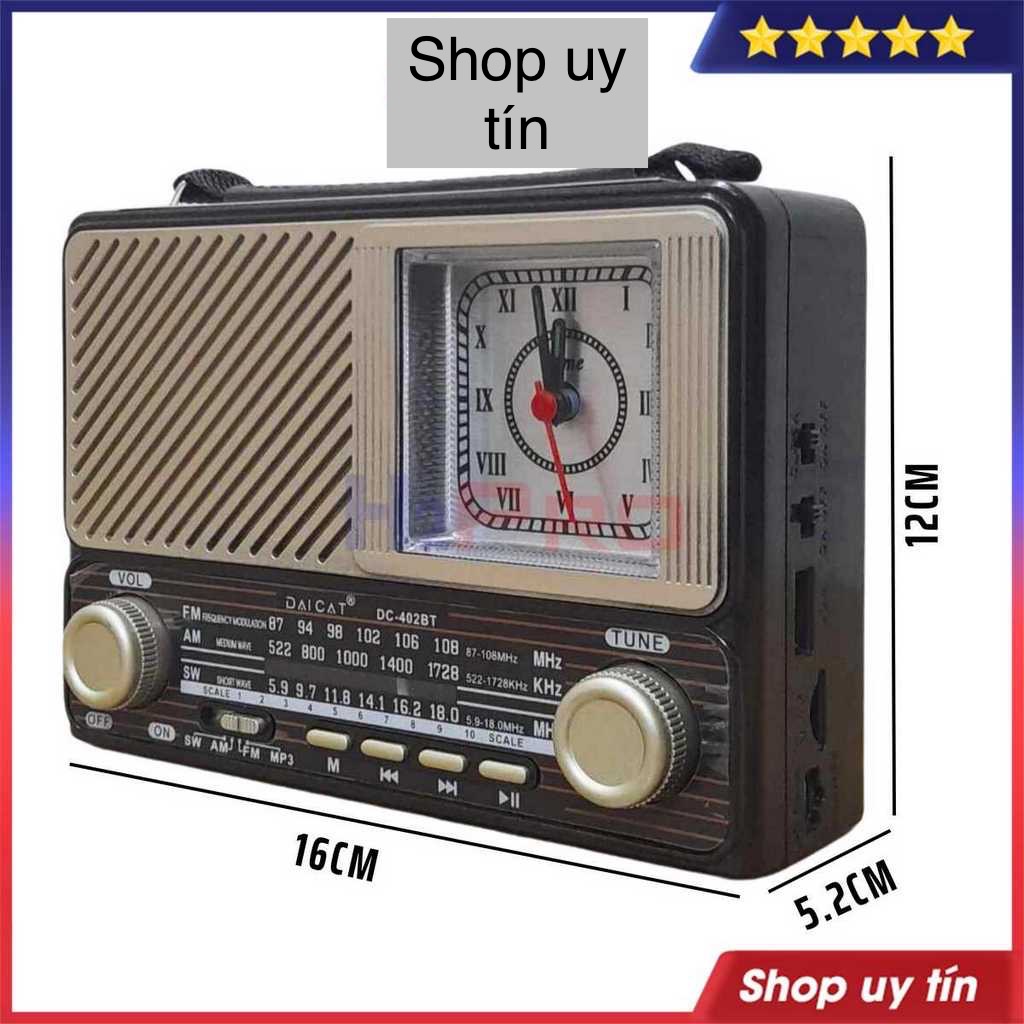 ĐÀI FM Radio Mẫu Mới DC-402BT CÓ ĐỒNG HỒ ,Nghe Nhạc Qua Usb,Thẻ nhớ FM/AM/SW quà tặng cho người thân yêu-Hàng Chính Hãng