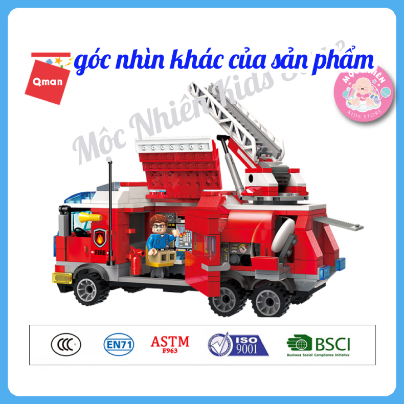 Đồ chơi lắp ráp xếp hình cứu hỏa Qman 2807 – Ô TÔ CỨU HỎA (366 mảnh ghép) dành cho bé trai trên 6 tuổi