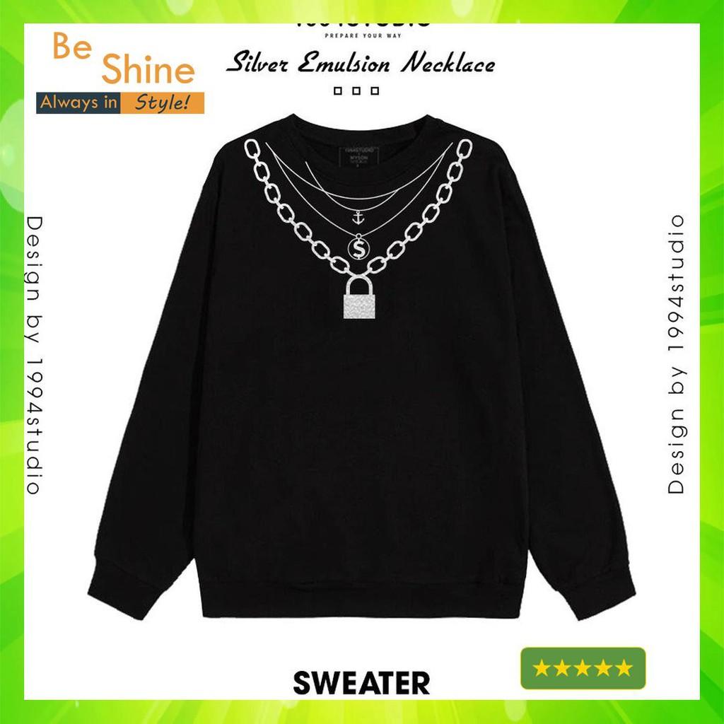 Áo Sweater Phản Quang 7 màu Hình Xích Khóa Áo Nỉ Nam Nữ Dài tay Unisex in hiệu ứng Hologram Áo Đôi Độc Đáo