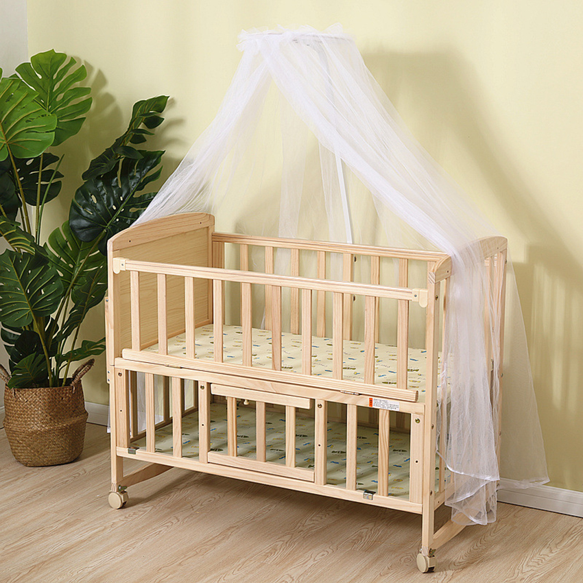 Cũi cho bé, Nôi cũi kiêm giường ngủ cho bé đa chức năng Kawaii Home, Kích thước 105 x 60 x 90 Cm, Gỗ thông chắc chắn H056