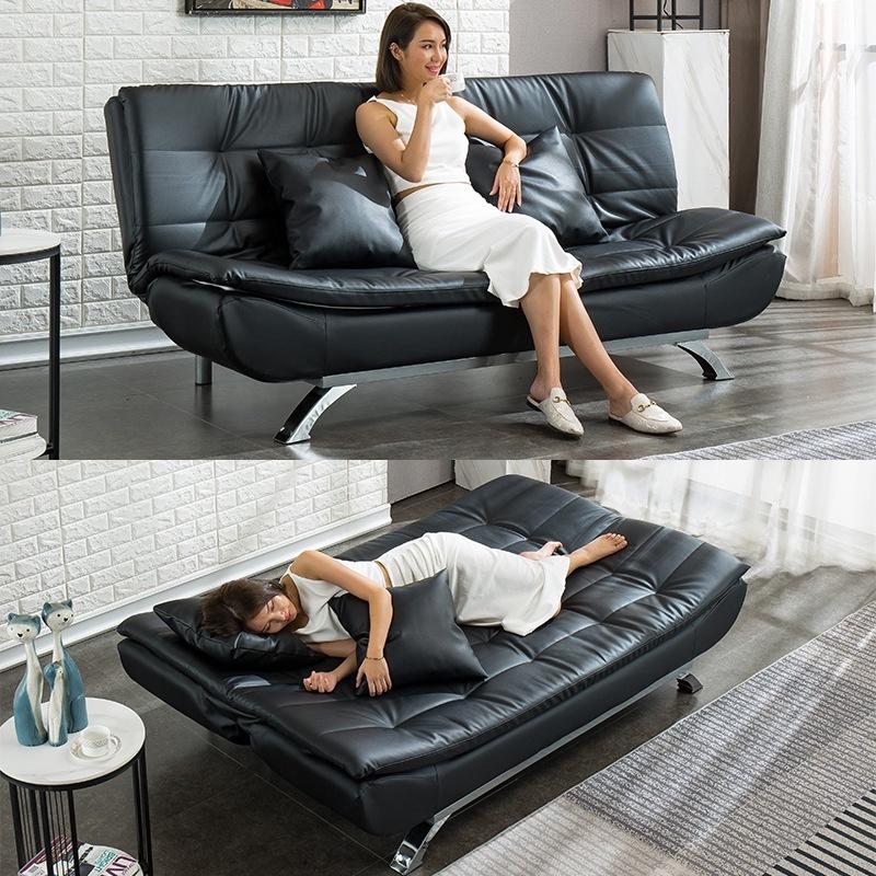 Ghế Sofa Da PU Đệm Bọt Biển Mở Ra Làm Giường, Khung Thép Chắc Chắn Chịu Lực Tốt, Tặng kèm 2 Gối