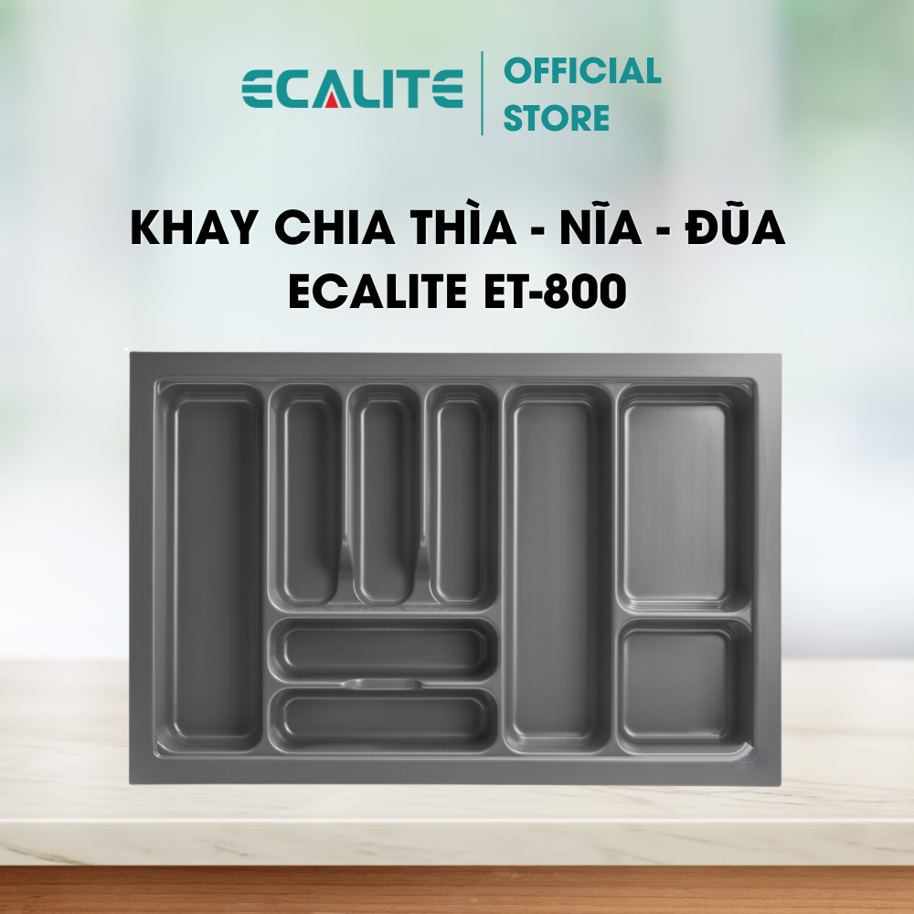 Khay chia thìa dĩa nhựa cao cấp Ecalite ET-800 - Dành cho ngăn kéo rộng 800mm - Hàng chính hãng