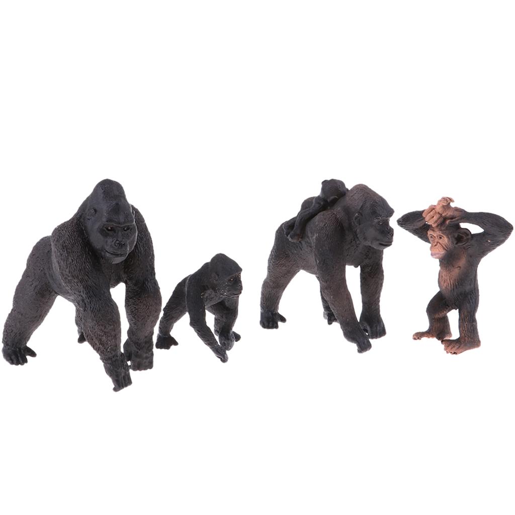4 Pieces Simulation Gorilla Family Figure Toy Animal Model Set, Home Ornament