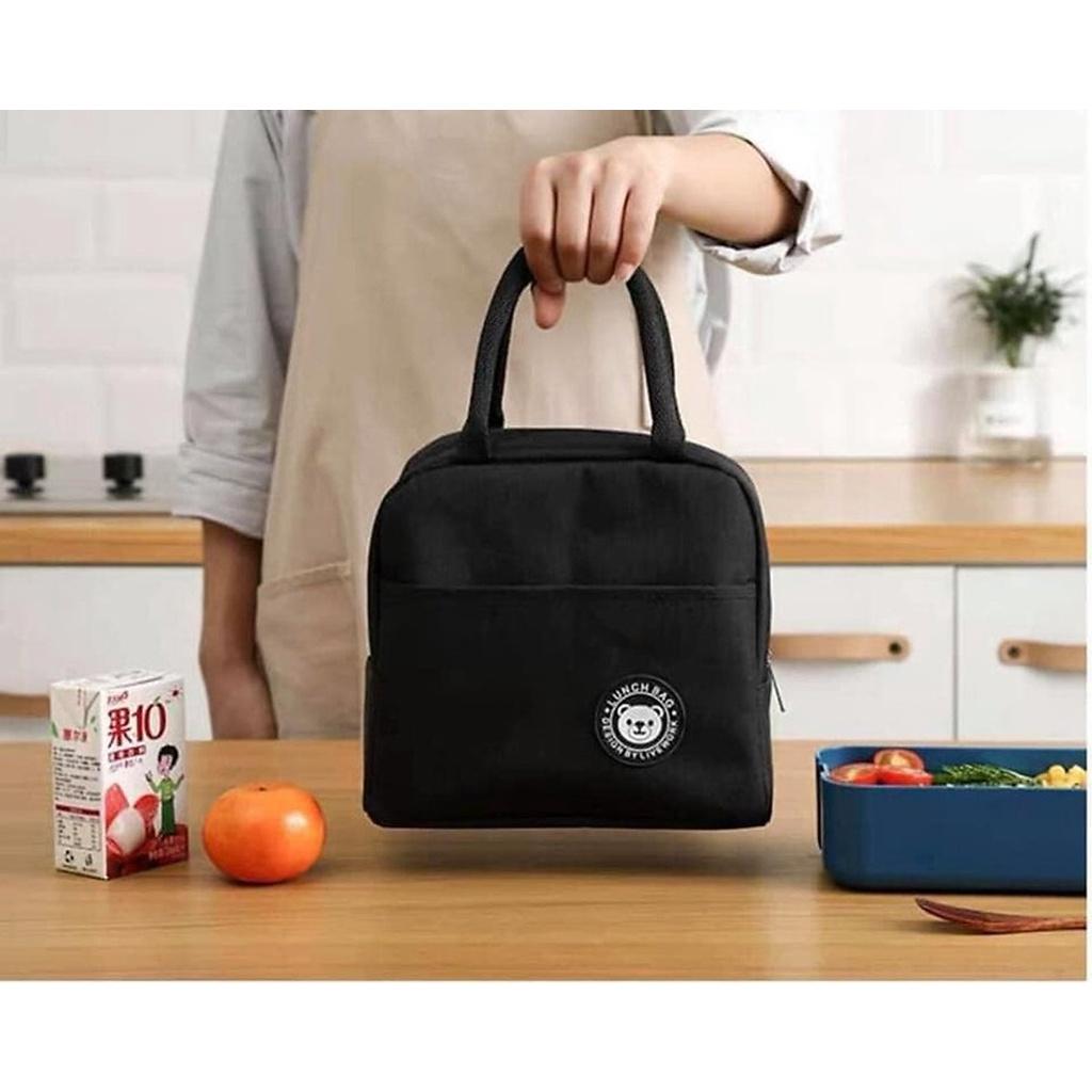 Túi giữ nhiệt trơn logo hình gấu-