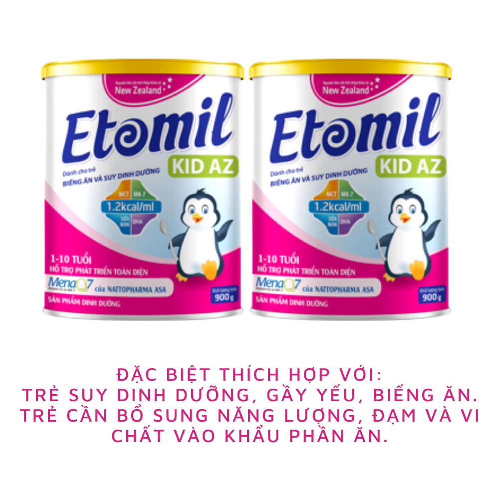 [COMBO 2 HỘP] Sữa Tăng Cân Cho Bé ETOMIL KID AZ Mỗi Hộp 900G - Bù Đắp Năng Lượng Và Dưỡng Chất Cho Trẻ Biếng Ăn, Nhẹ Cân