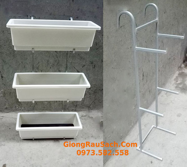 Móc treo Ban Công 3 Tầng Inox Chậu hoa thông minh vừa thành ban công, hàng rào từ 2-10cm - Chưa gồm Chậu
