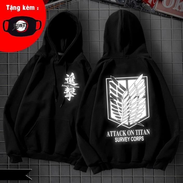 SALE 50% MẪU ÁO HOODIE , ÁO KHOÁC Attack on Titan phản quang cực chất0