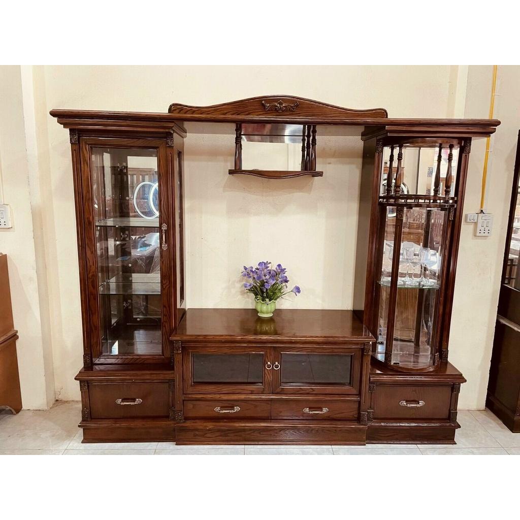 Kệ TIVI Gỗ Sồi Nga Kệ Kính Quay 2m2