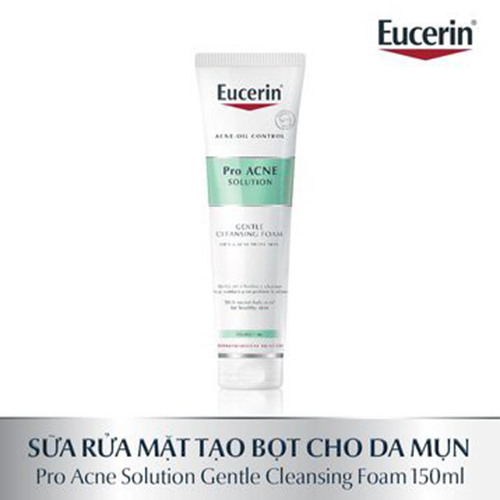 Sữa rửa mặt tạo bọt dịu nhẹ dành cho da mụn Eucerin Pro Acne Cleansing Foam 150g + tặng bọt biên rửa mặt