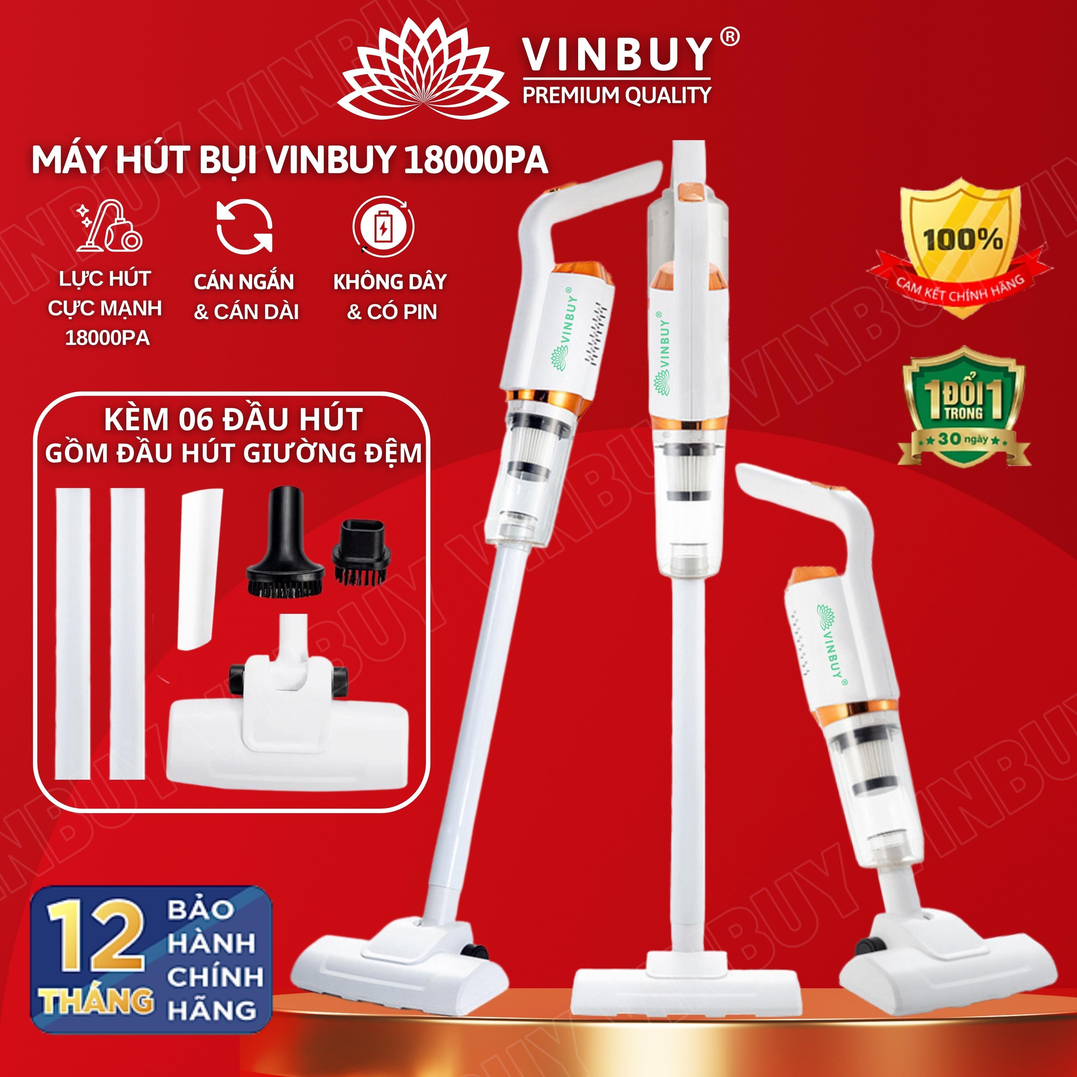 Máy hút bụi cầm tay không dây gia đình, oto, sử dụng pin sạc, vacuum cleaner đa năng, công suất siêu mạnh 18000PA - Hàng chính hãng - VinBuy