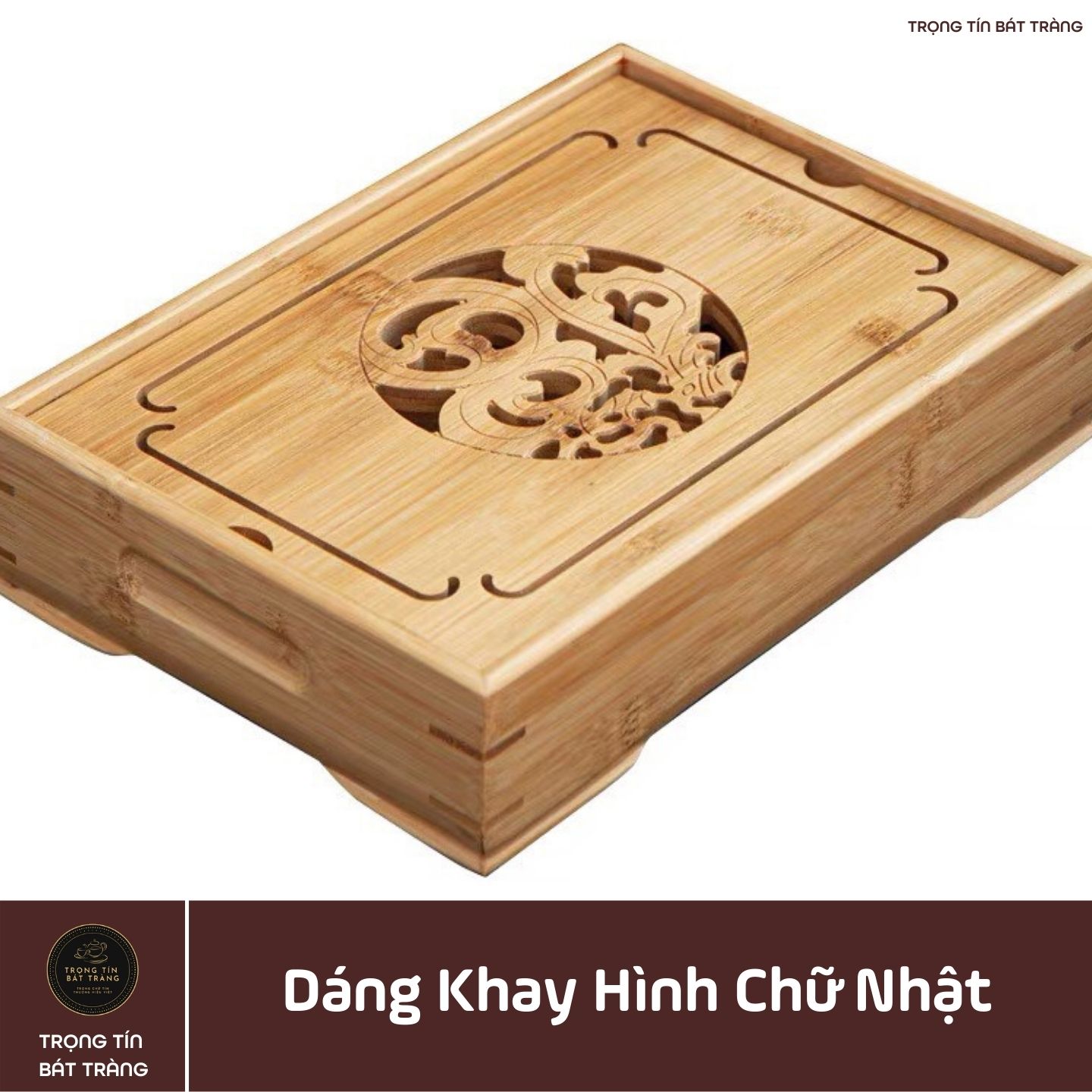 KT 12 Khay Trà Tre Cao Cấp Chữ Nhật Nhỏ