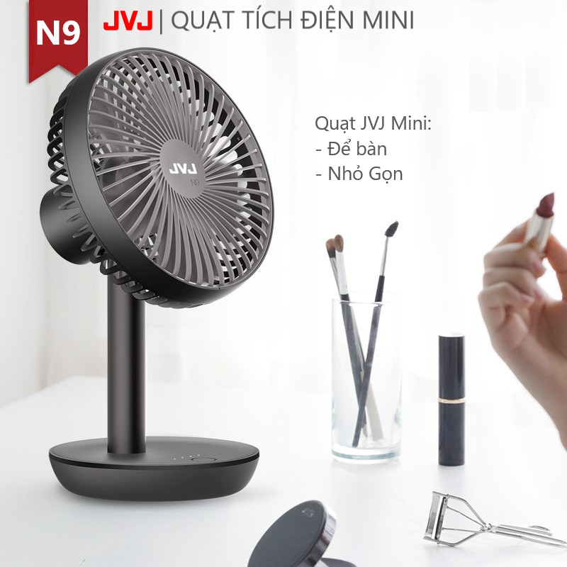 Quạt mát mini tích điện JVJ N9-FAN STAND để bàn 4 chế độ, tiếng êm - Hàng Chính Hãng